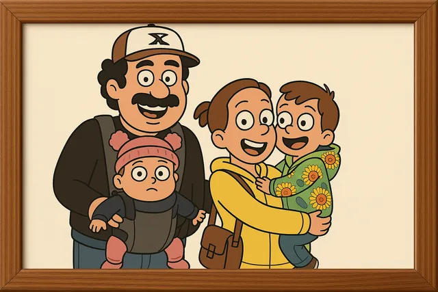 Illustrated portrait of our family